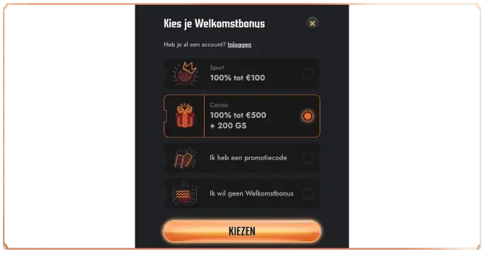 Registreren bij Gransino Casino